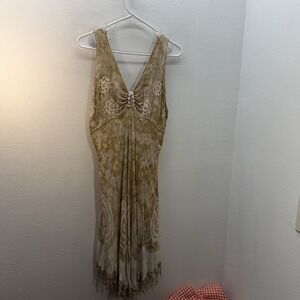 Shoreline Babydoll Midi Dress Womens L-XL Feminine Y2K Beach Tiered Sundress